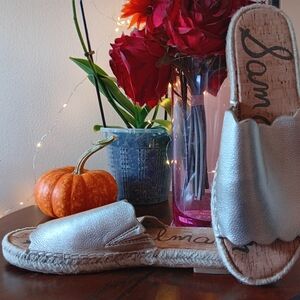 Sam Edelman Silver Espadrille Slides